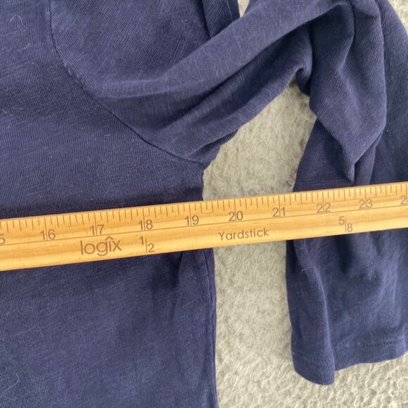 Talbots Top Womens Medium Navy Cotton Embroidered 3/4 Sleeve Slub Knit Pullover - Picture 7 of 9